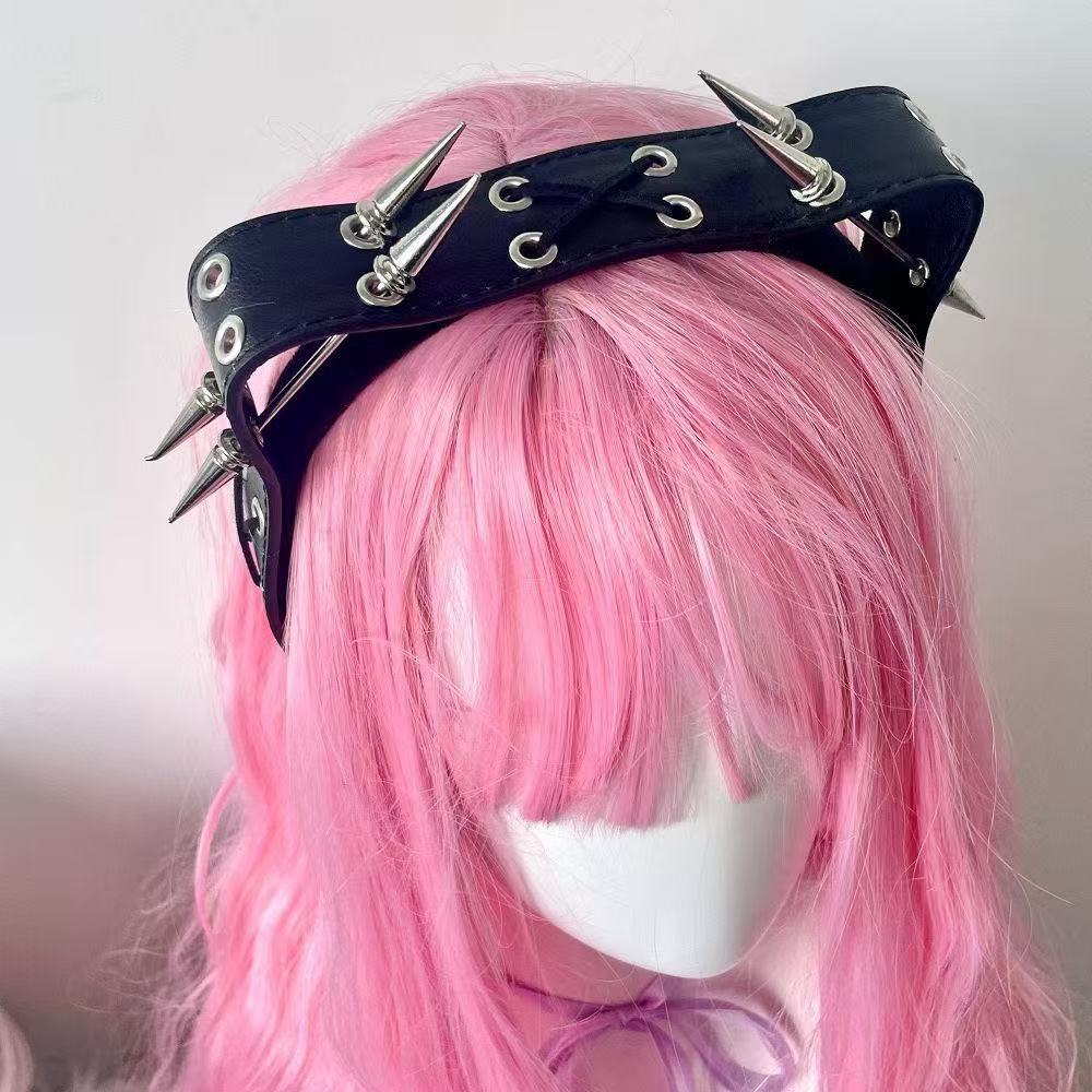 Men Accessories Earrings - Punk Harajuku Rivet Headband, Y2K Alt