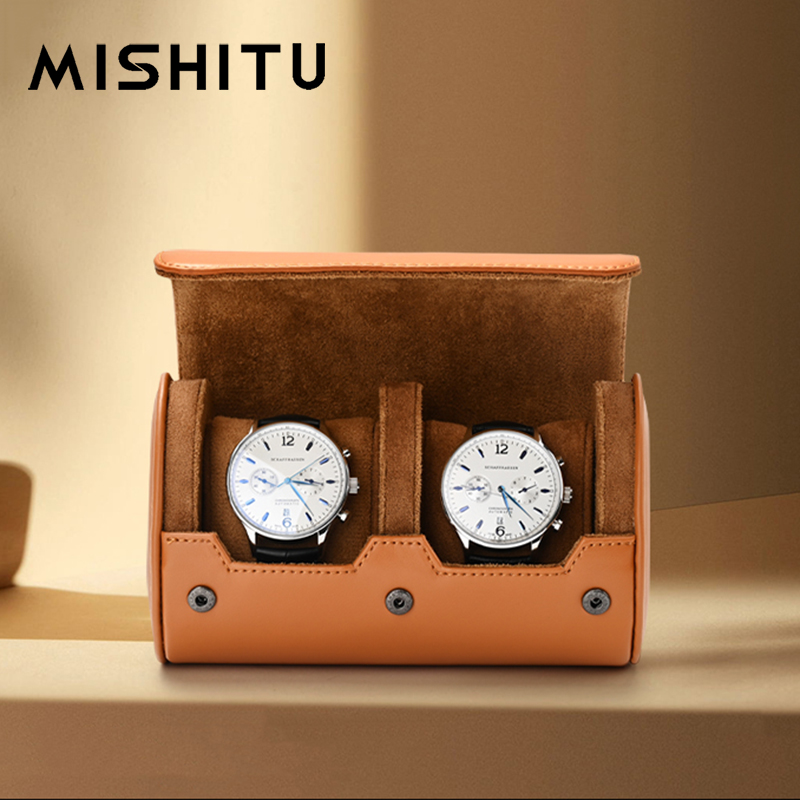 Men Accessories Gift Box - MISHITU 1/2/3-Slot Watch Storage Roll Travel
