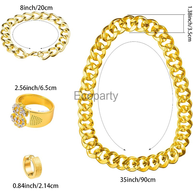 80s 90s Hip Hop Costume Access - đánh giá và giá Men Accessories Chain And Bracelet