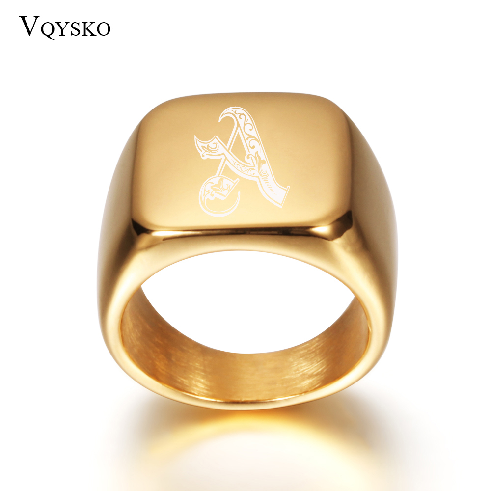 Gold Tone Mens Big Letter Ring - đánh giá và giá Men Accessories Wedding