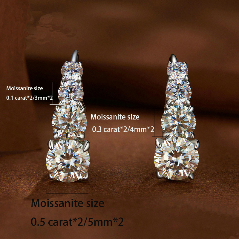 S925 Silver 1.8CT Moissanite E - đánh giá và giá Men Accessories Earrings