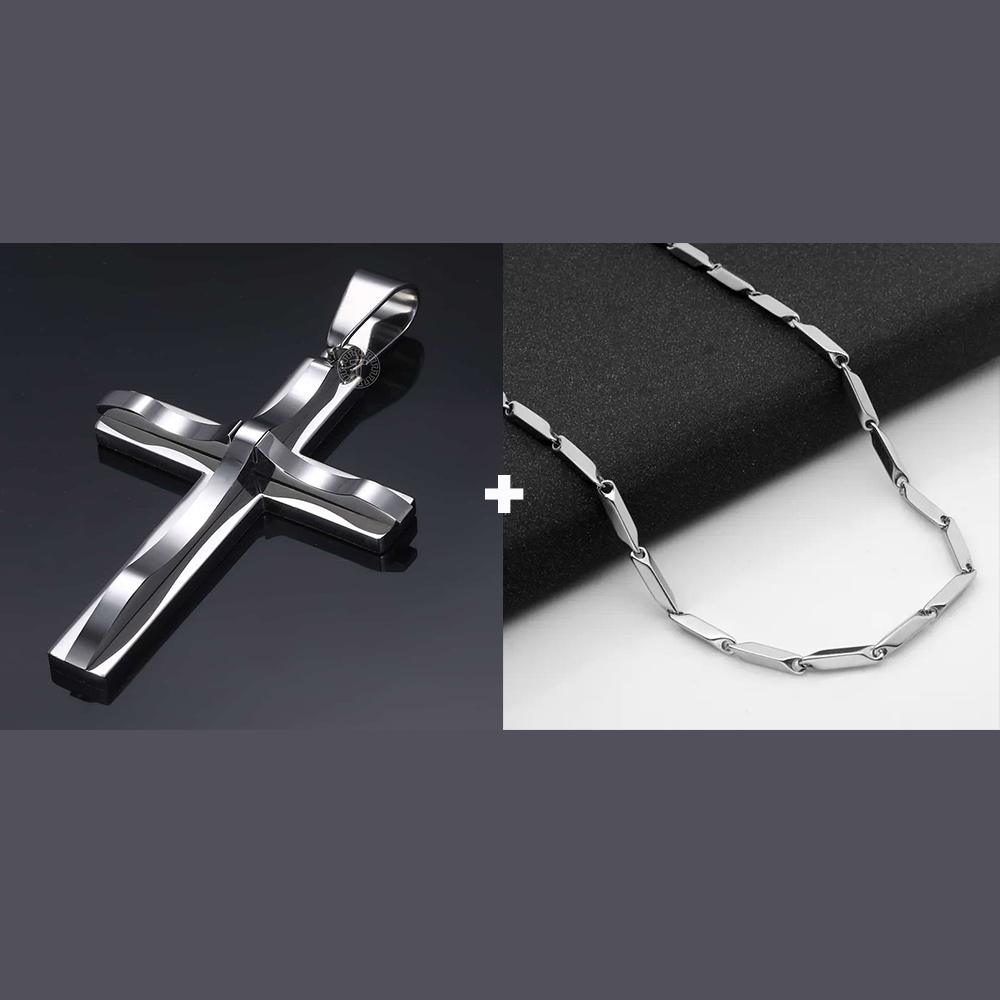 Silvery Curved Cross Stainless - đánh giá và giá Men'S Accessories Jewelry Brands
